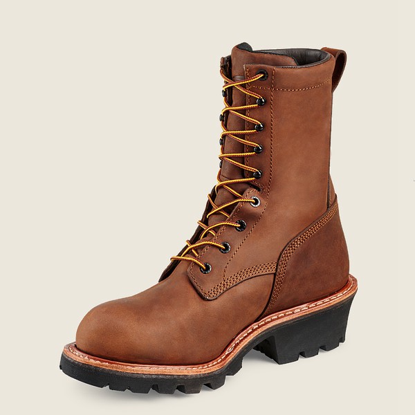 Red Wing Iş Botu Erkek - Loggermax - 9-Inch Waterproof Soft Toe - Kahverengi - 91TQHYWMG